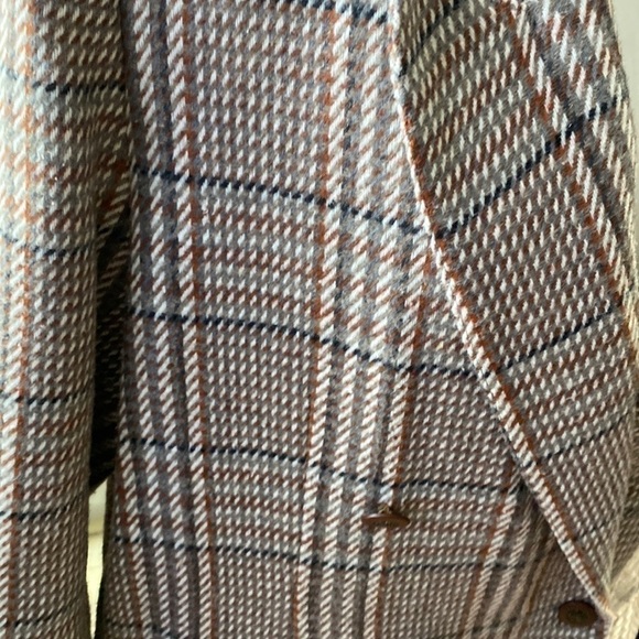 VINTAGE TWO Roads Plaid Tweed Preppy Sport Blazer Brown Greyish Wool Sz 7 - Picture 3 of 14
